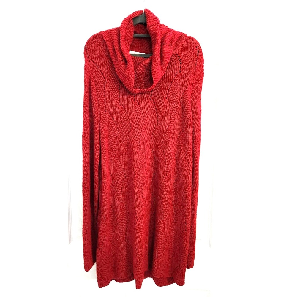 Coldwater Creek Red Sweater Cowl Neck Woman's Plus Size 2X Soft and Warm